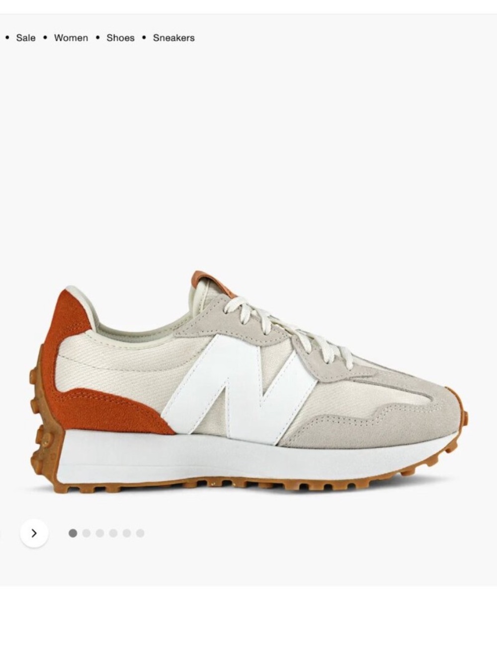 New Balance 327 White/Rust Orange Size 8.5